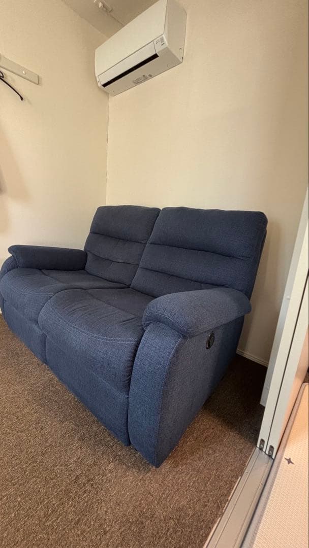 【最終値下げ】ネイビー 電動リクライニング 2人掛けソファ