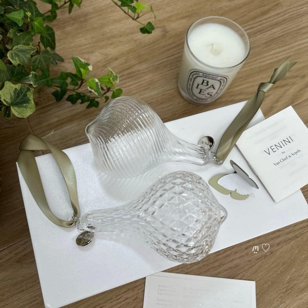 ヴァンクリーフ&アーペル　ノベルティVENINIガラス製オーナメント2個組ギフト