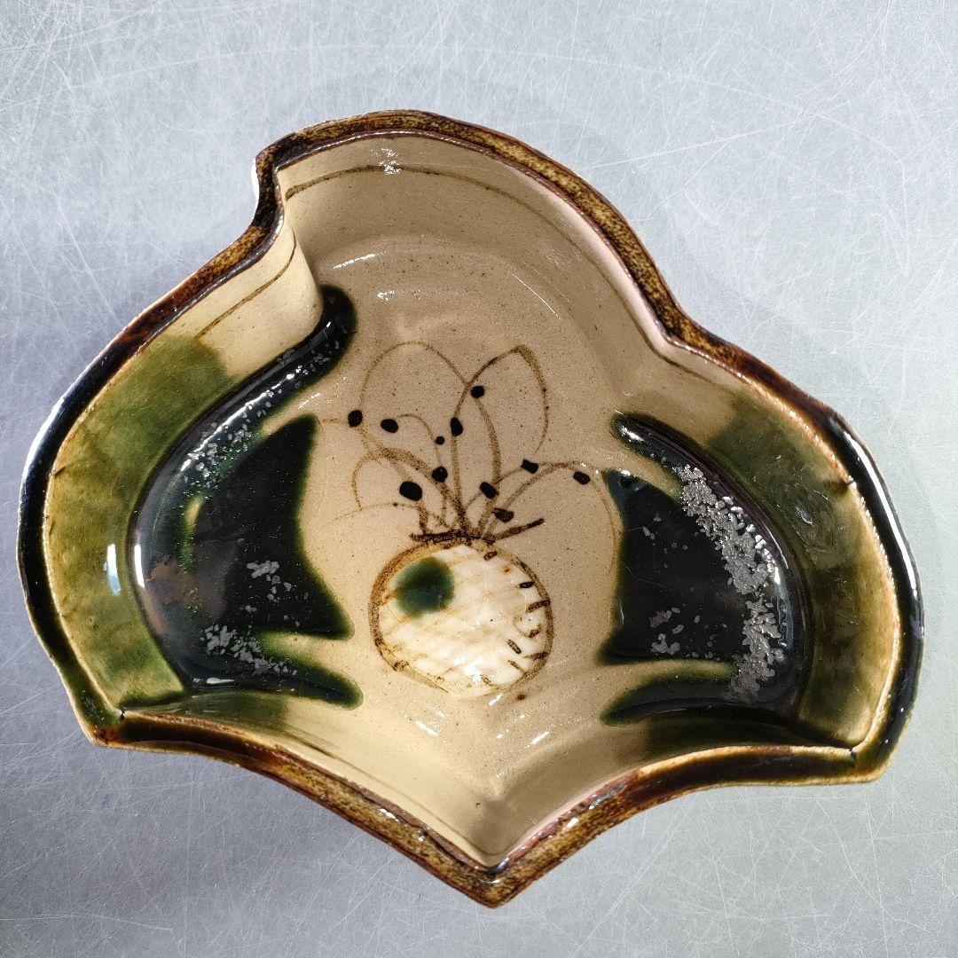 A1160-3/寿康窯/柳楽泰久 作/織部千鳥形向付5客/共箱/飾鉢/懐石道具