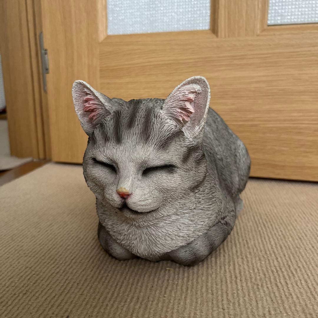 リアル猫オブジェ グレー 約33cm