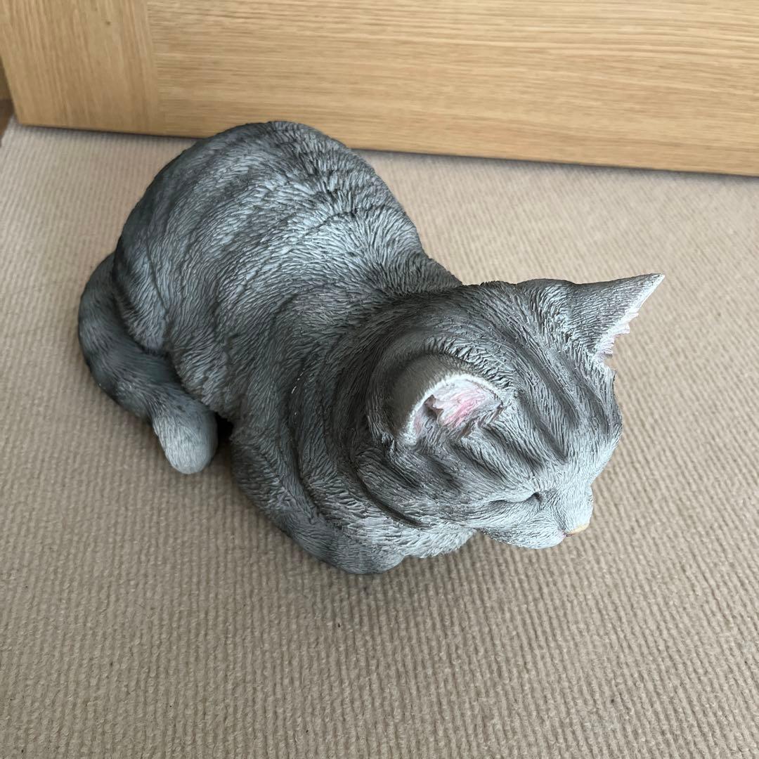 リアル猫オブジェ グレー 約33cm
