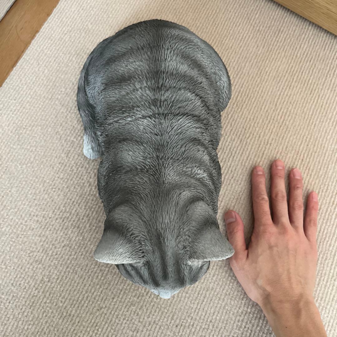 リアル猫オブジェ グレー 約33cm