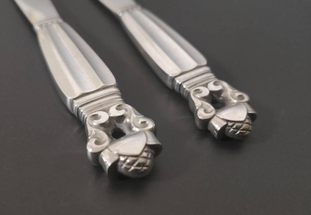 ジョージジェンセン エコーン バター ナイフ 2本 純銀製 アンティーク