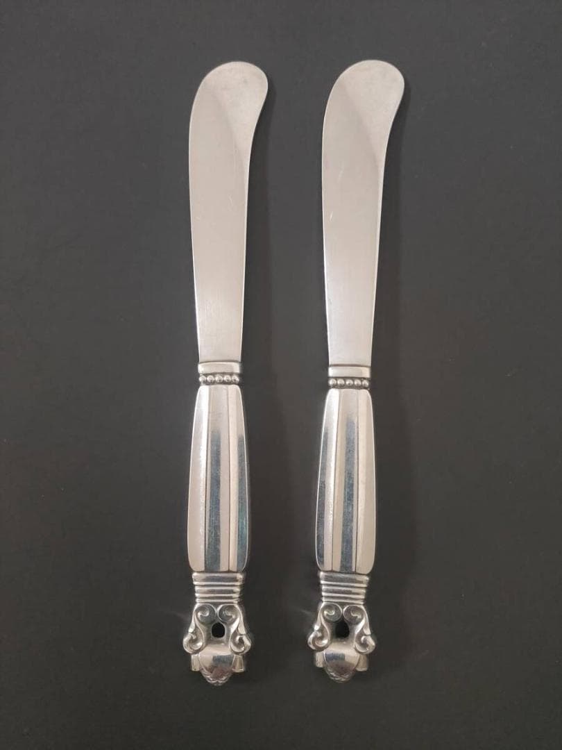ジョージジェンセン エコーン バター ナイフ 2本 純銀製 アンティーク