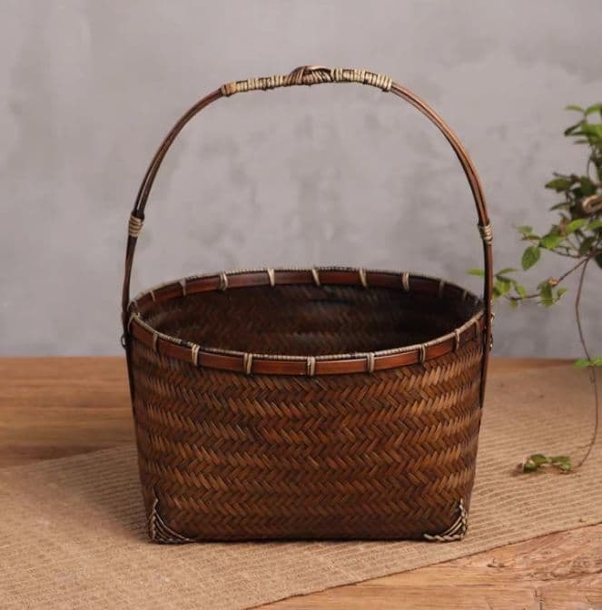 竹細工 かご 収納 手作工芸品 極上品 市場かご 手提かご 買い物かご
  新品