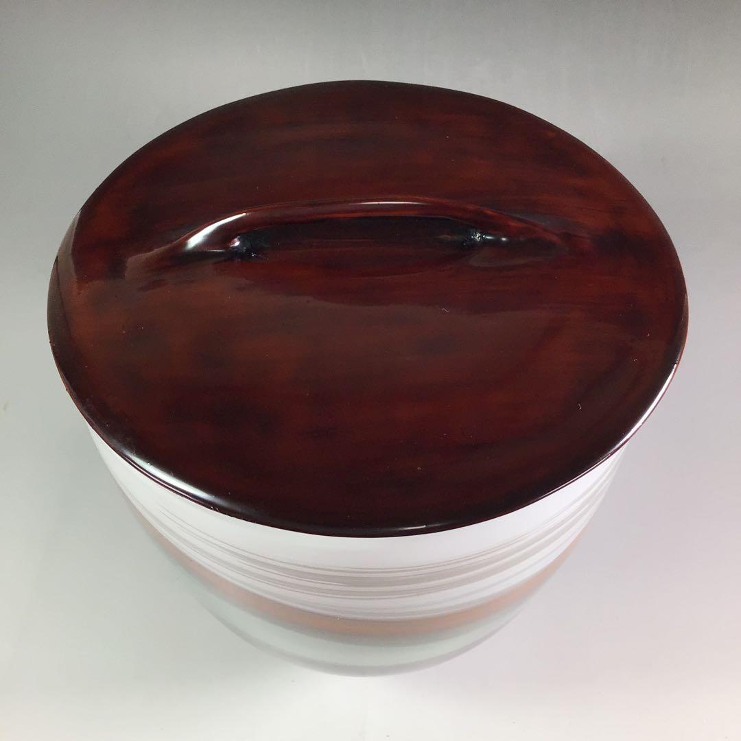 Ｒ５６２　水指　『倉本陽子作』『ガラス製』『竹蓋』『陵線の風景』　共箱　茶道具