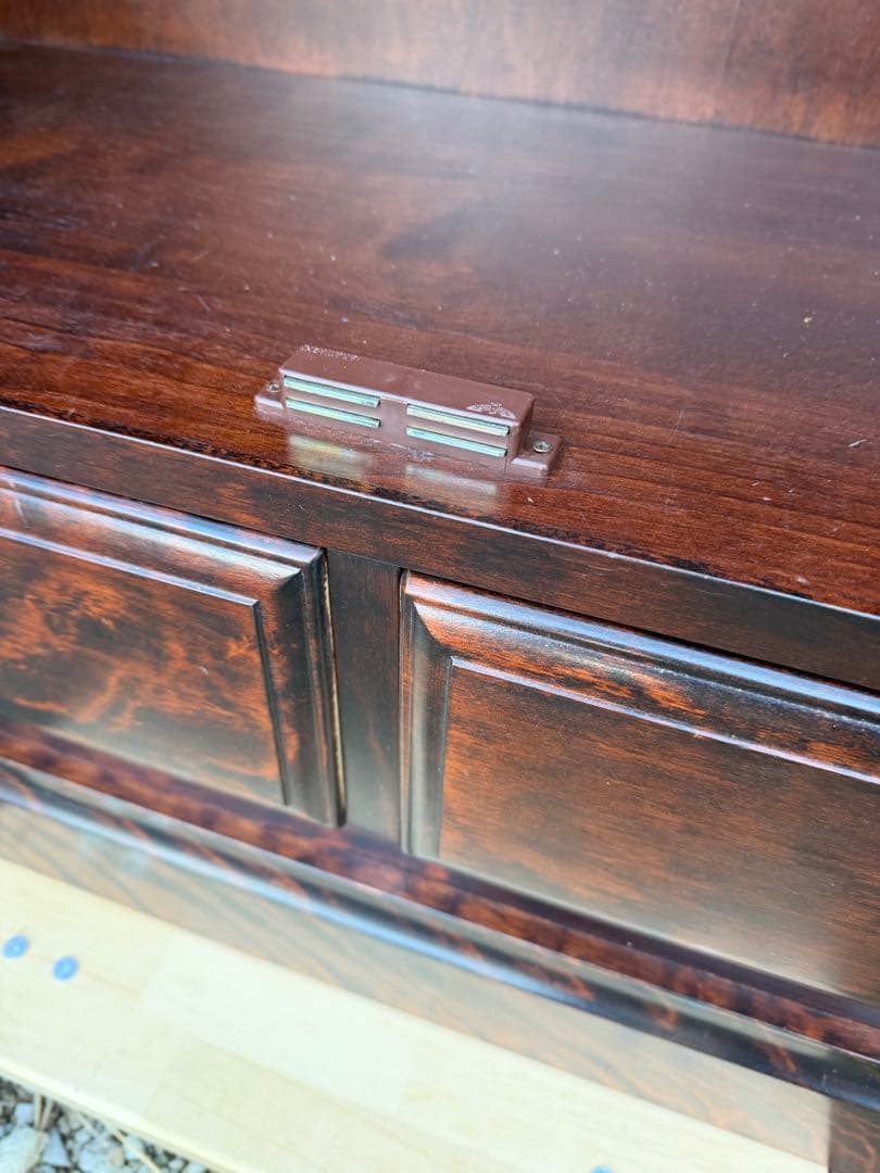 書棚 900 ふらの 観音開き 樺材 北海道民芸家具 ダークブラウン