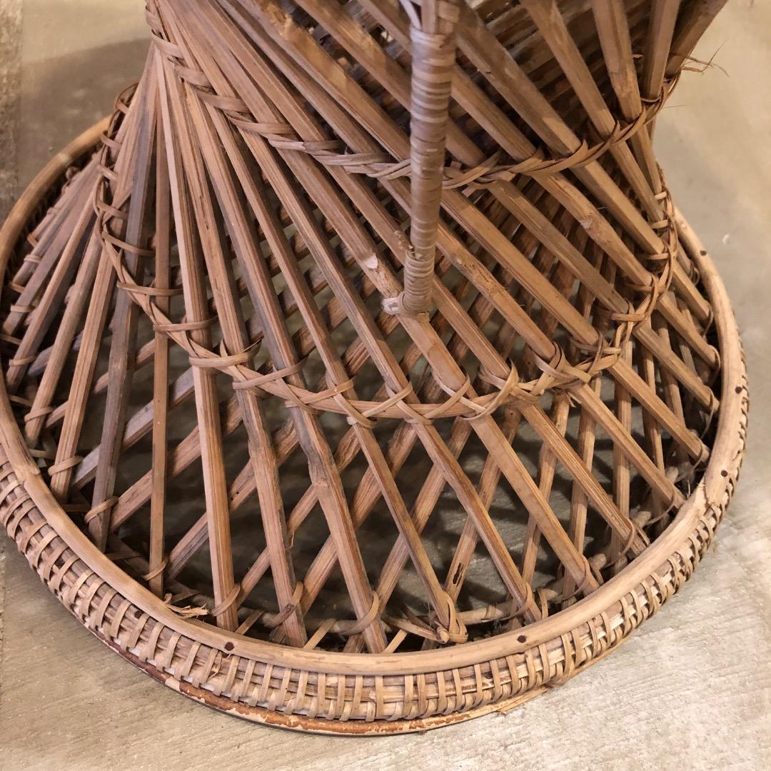 【バンブー　ラタン】 円形スツール　 編み込みデザイン　椅子　バンブースツール
