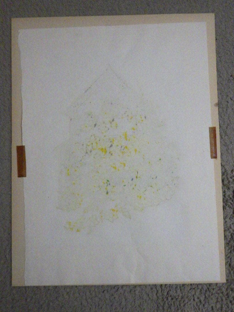 木版画 浅香公紀 家に黄色い花 自筆サイン 35枚限定 8/35 版画 額装