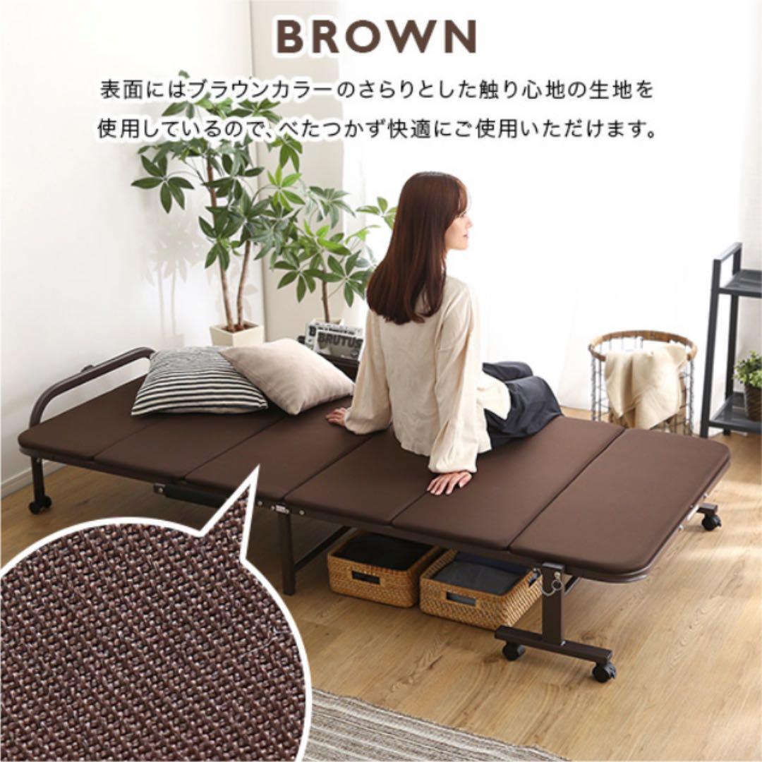 人気商品!!折り畳みパイプベッド ブラウン 折りたたみ コンパクト 布団干し