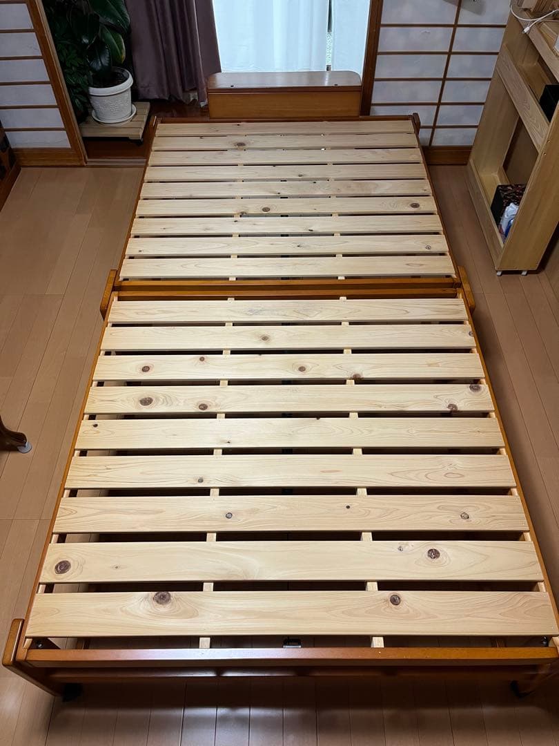 中居木工　折りたたみひのきスノコベッド ワイドシングルとダブル　直接引取限定