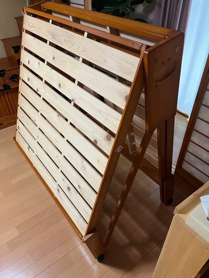 中居木工　折りたたみひのきスノコベッド ワイドシングルとダブル　直接引取限定
