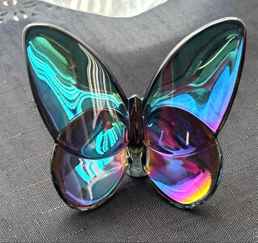 Baccarat バカラ　スカラベブルー蝶の置物