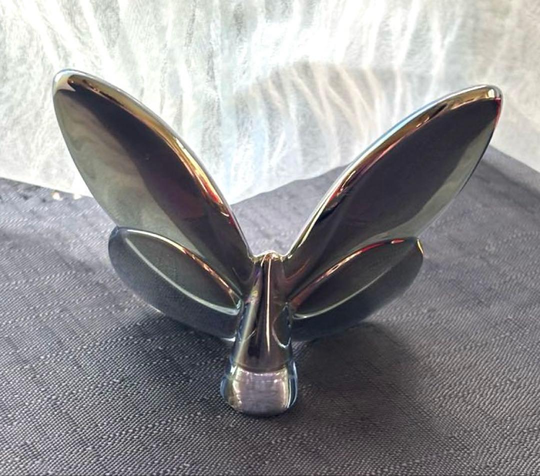 Baccarat バカラ　スカラベブルー蝶の置物