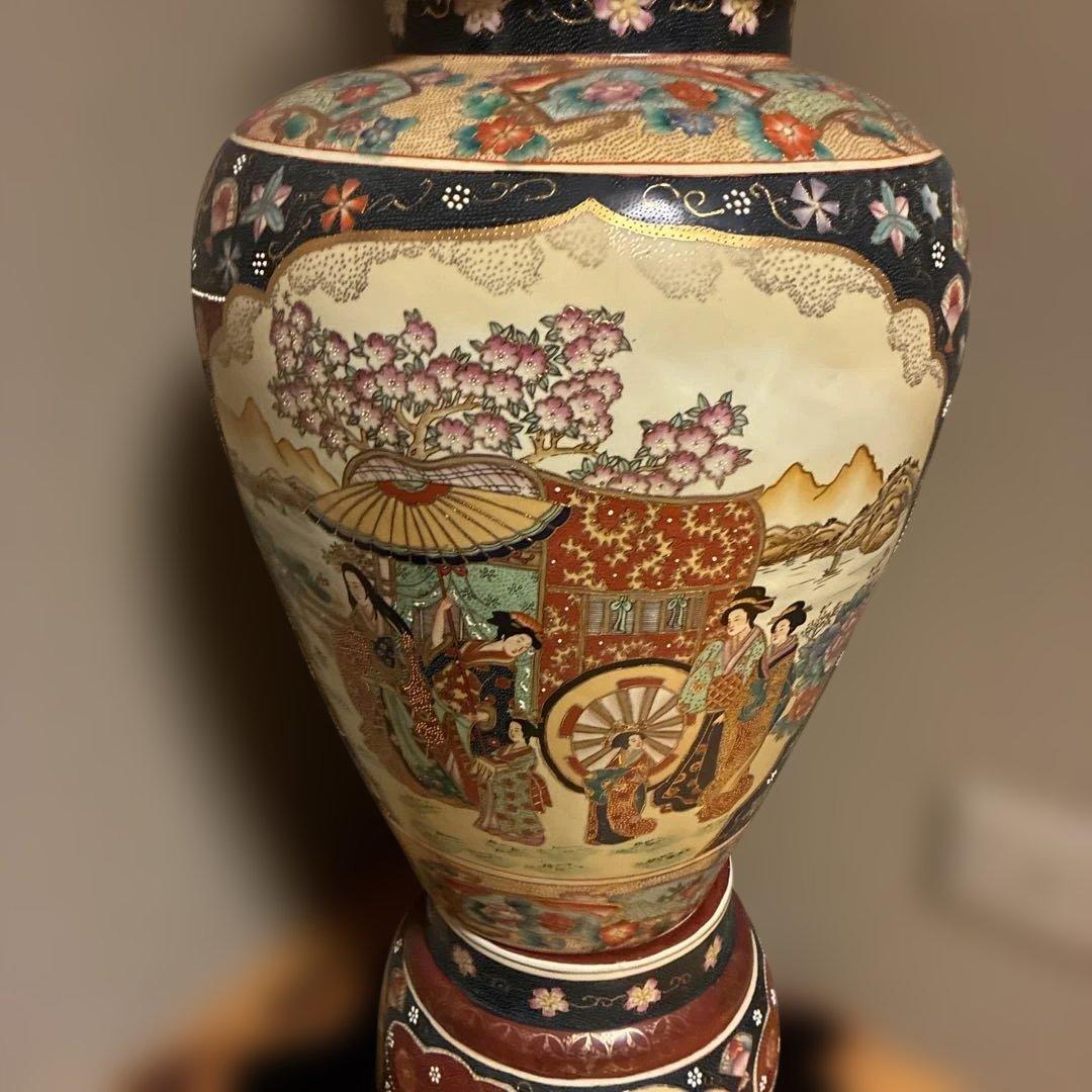 薩摩焼装飾大型陶器壺 - メルカリ