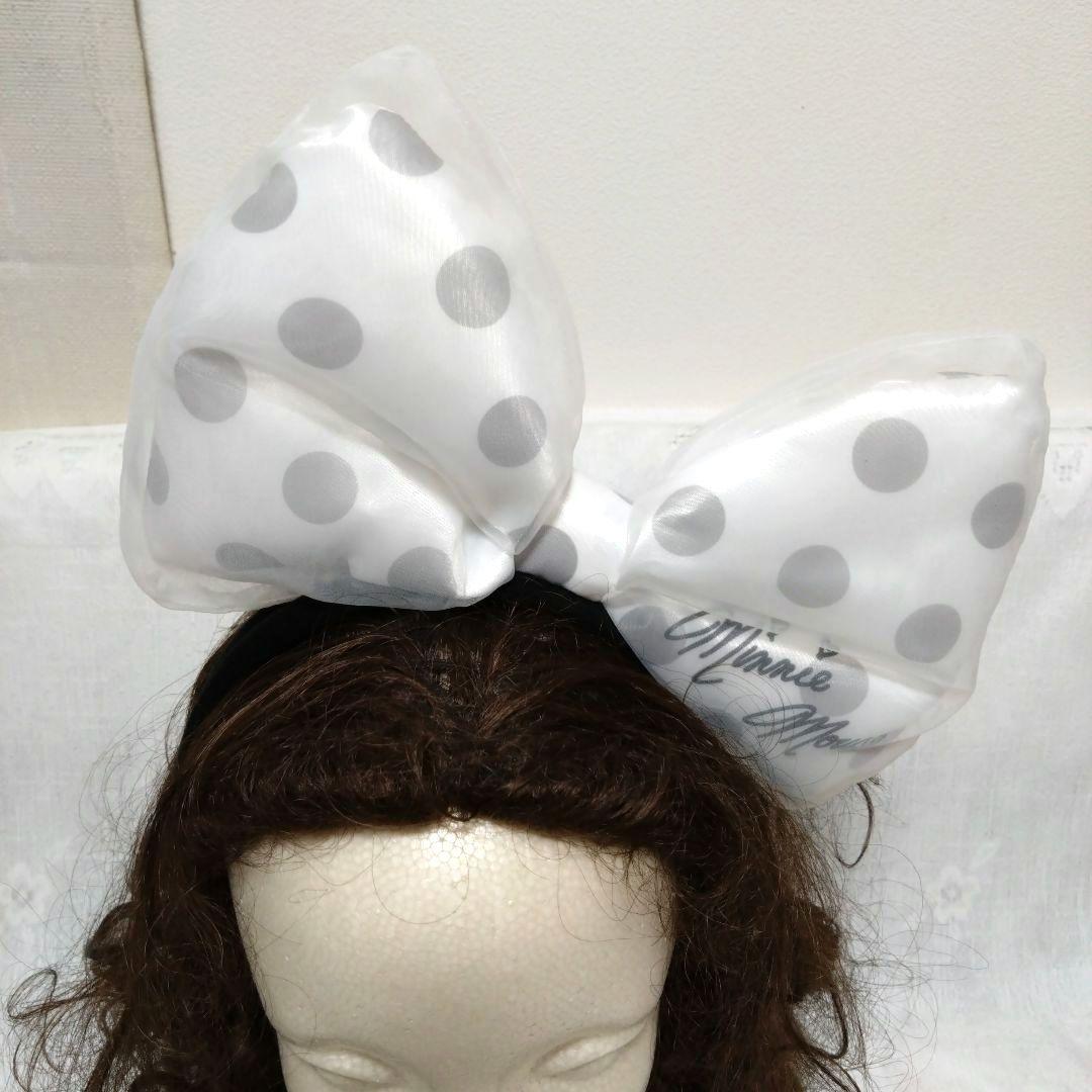 ディズニー カチューシャ ミニー ビッグリボン 水玉 白 ホワイト