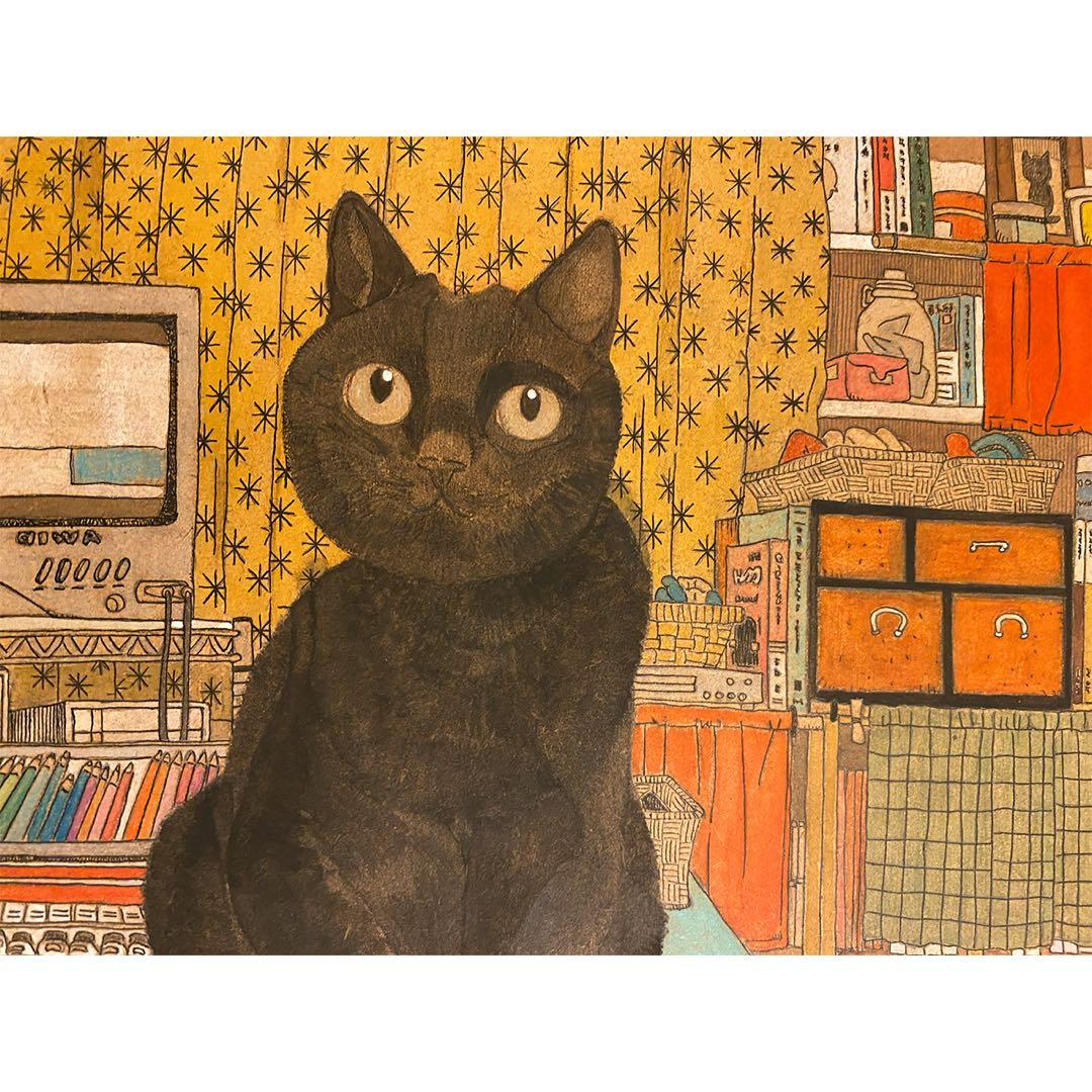 《送料無料》原画「猫の部屋」猫イラスト インテリアアート