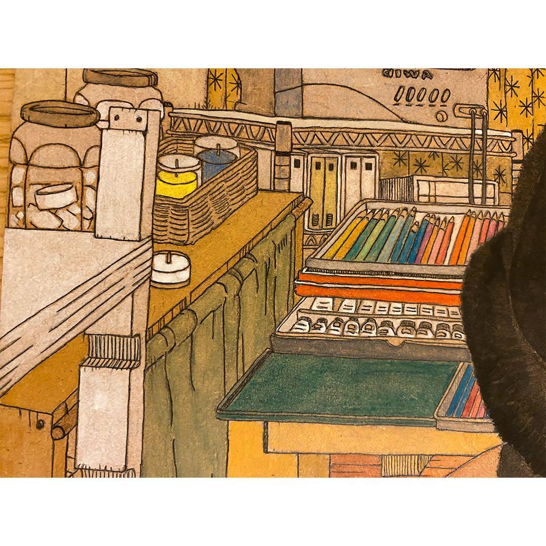 《送料無料》原画「猫の部屋」猫イラスト インテリアアート