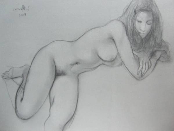 古沢岩美、クロッキー 71、希少大判画集画、新品額装付、状態良好