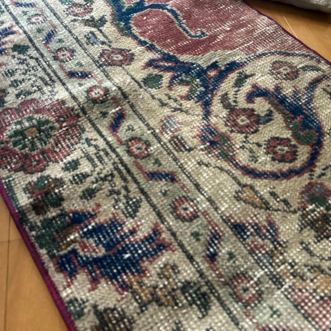 50.5×100.5 ボタニカルマット アンティーク トルコヴィンテージラグ