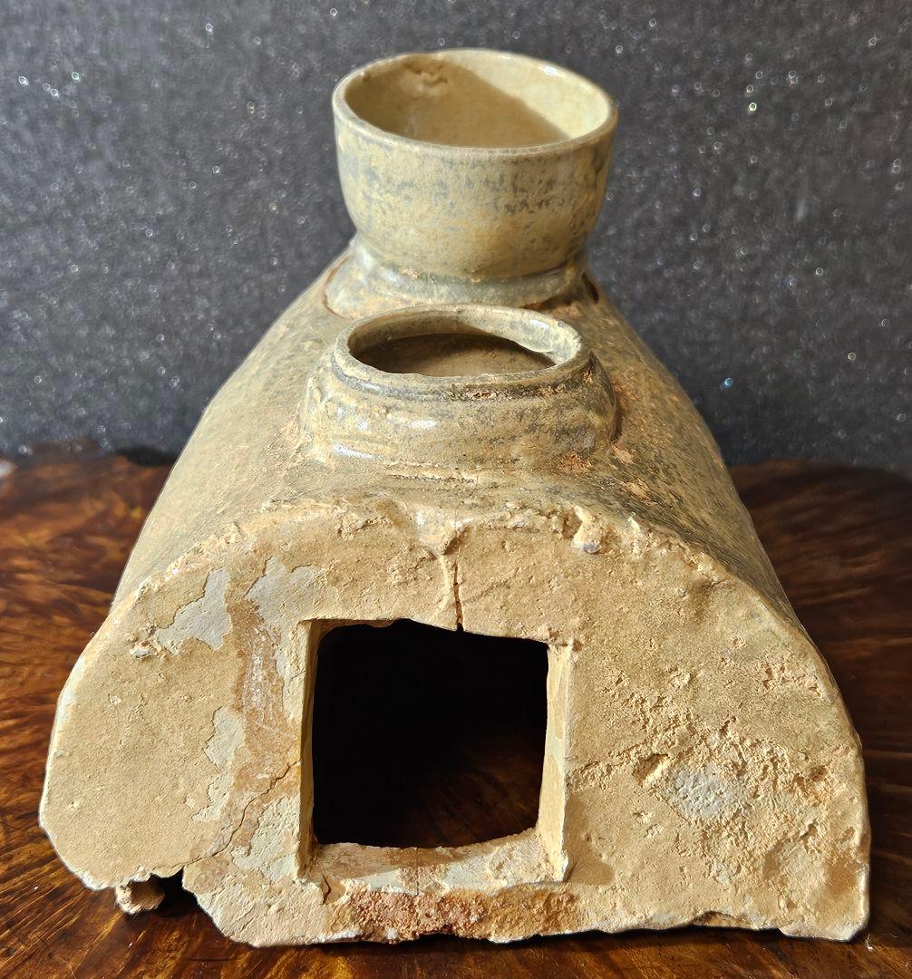 中国古代陶磁器 発掘品 漢時代 舟形 カマド形 オブジェ 花入れ 祭器