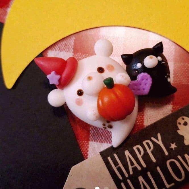 ハロウィン★仲良し♡クマお化け&黒猫