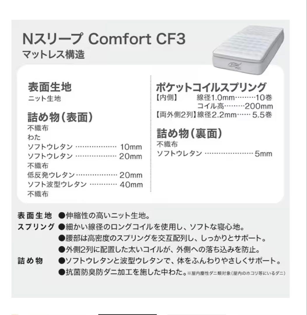 【美品】N-sleep ダブルマットレス(Nスリープ CF3)