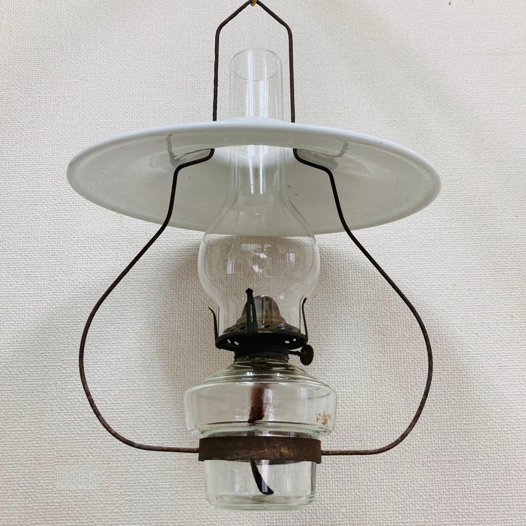 オイルランプ　アンティーク　白　星