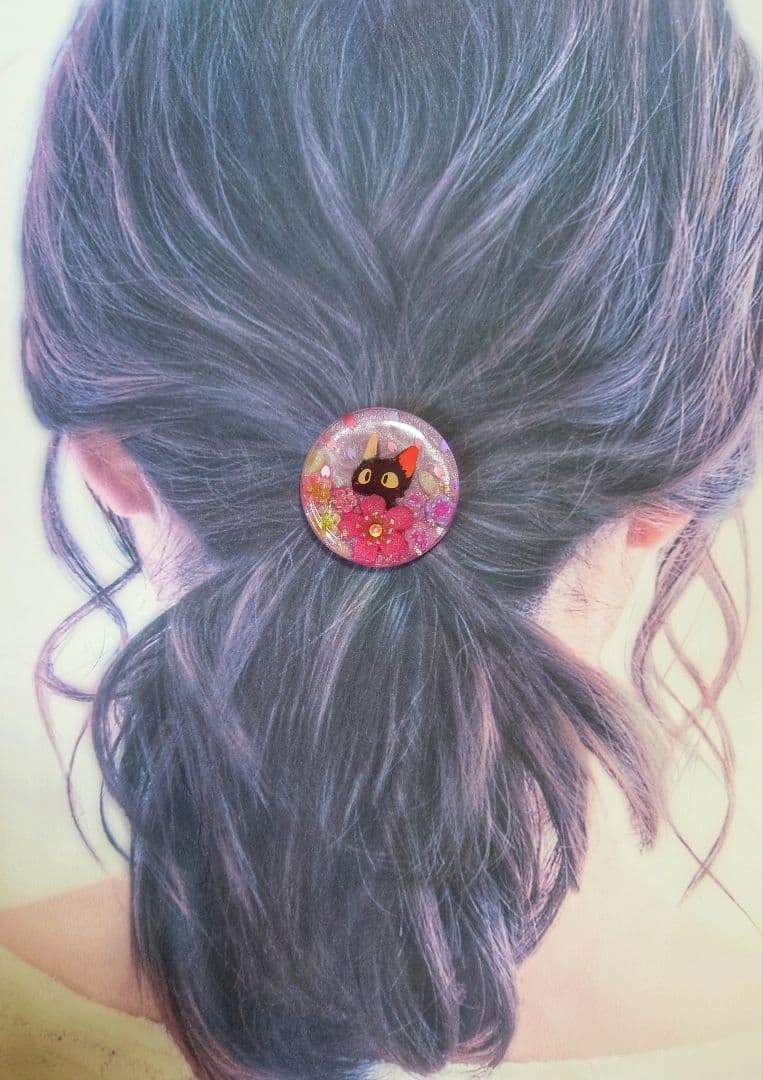 レジン 猫 ヘアゴム ブローチ ポニーフック No.545 - メルカリ