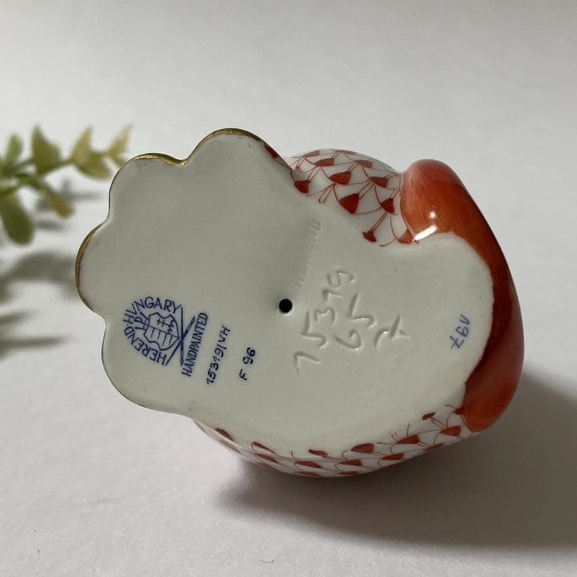 ヘレンド HEREND ねこ リボンを付けた猫 フィギュリン フィッシュネット