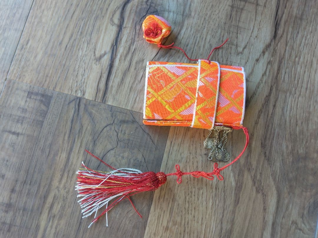 七五三用　女の子　オレンジ　鶴柄　ハコセコセット