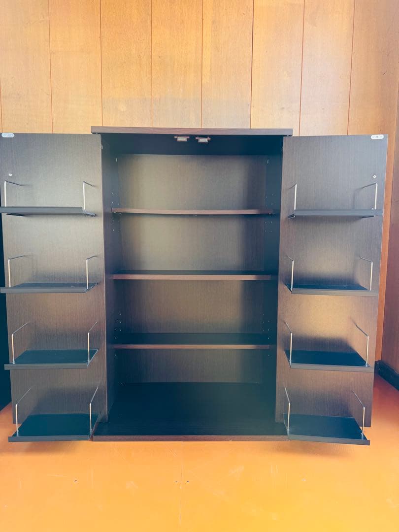 CD・DVD収納ラック 扉付き 大容量 ダークブラウン 93×60×40cm