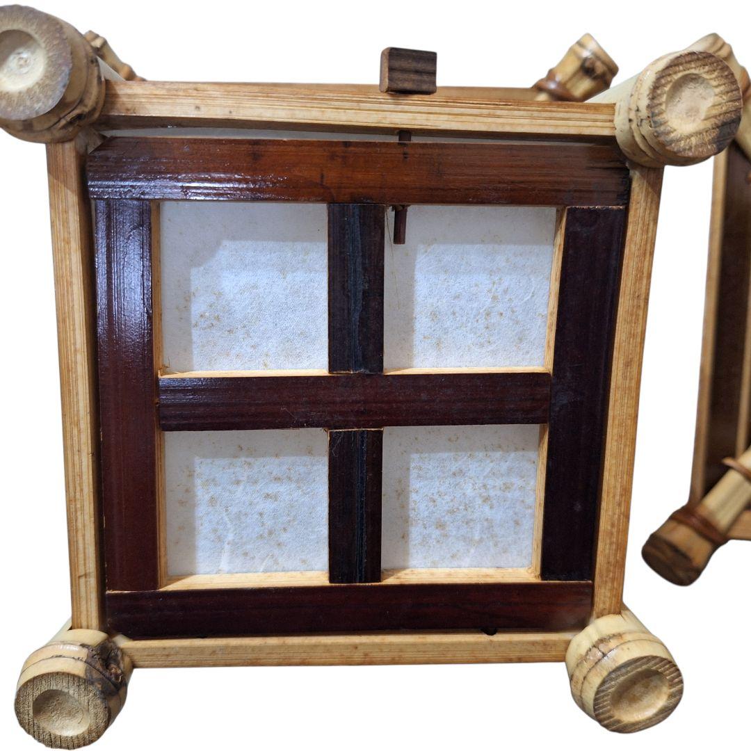 竹製 和風行灯 ランタン 一対 2点セット 古民家風 和紙 旅館 インテリア