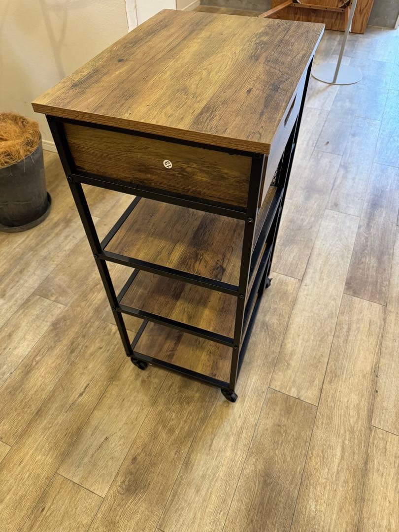 木製スチールキャスター付きラック