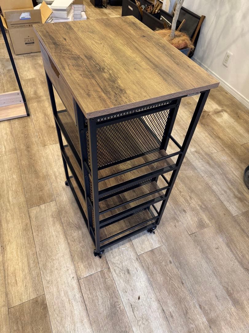 木製スチールキャスター付きラック