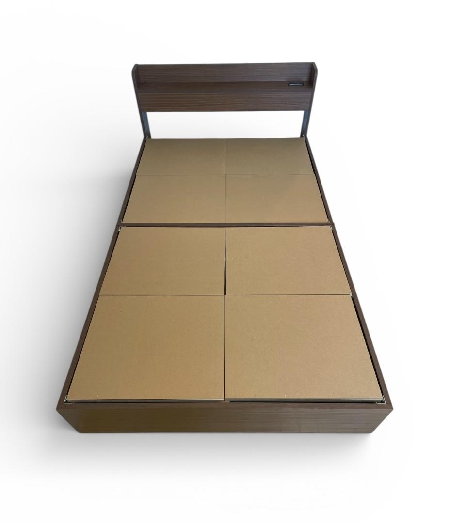 大阪京都限定 美品 ベッドフレーム セミダブル マットレス付き 収納付き