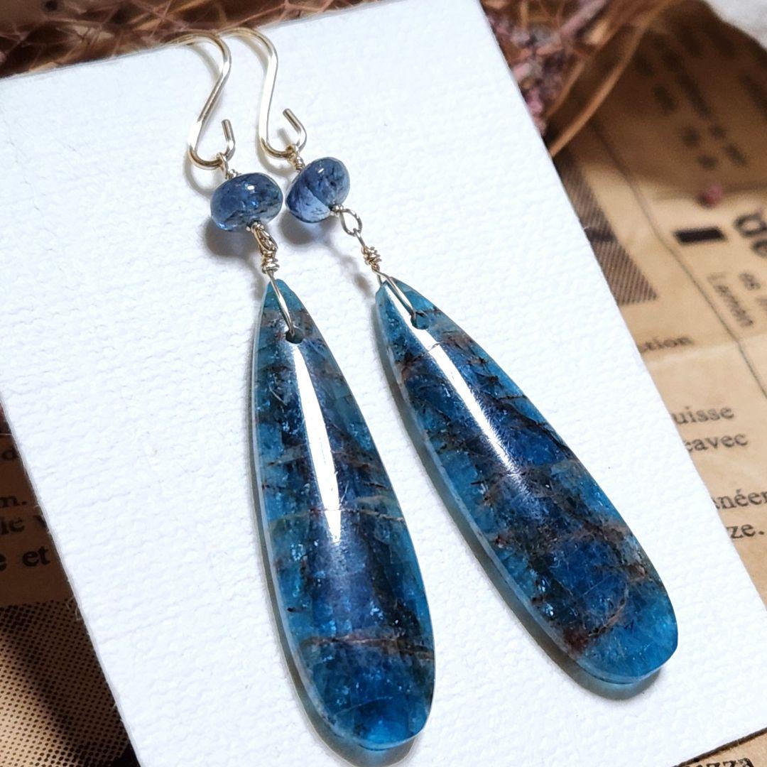 シャイニーブルーアパタイト 14 kgf ピアス