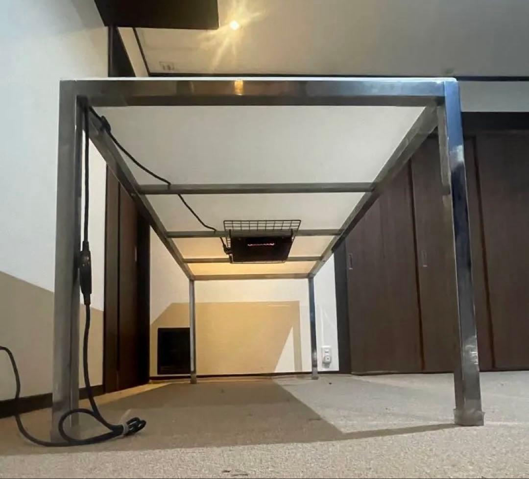 TORSBY テーブル ハイグロス ホワイト クロムメッキ 180×85 コタツ