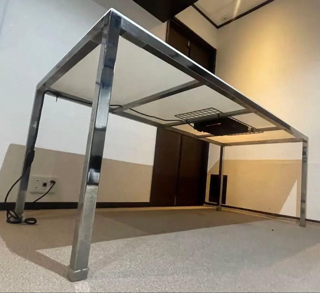 TORSBY テーブル ハイグロス ホワイト クロムメッキ 180×85 コタツ