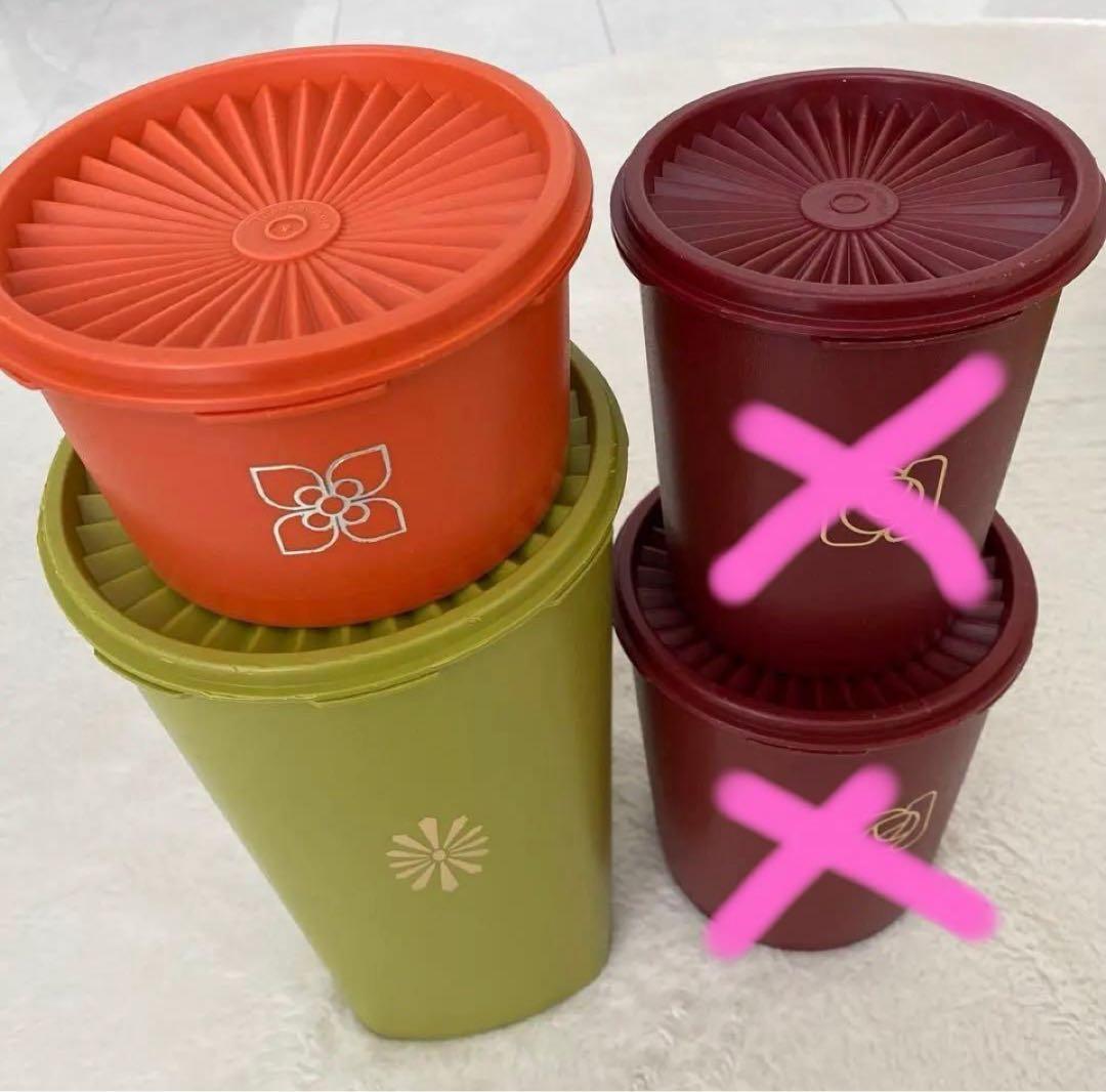 日本製■オールドタッパーウェア■4点■レトロカラーが可愛いです♡まとめ売り