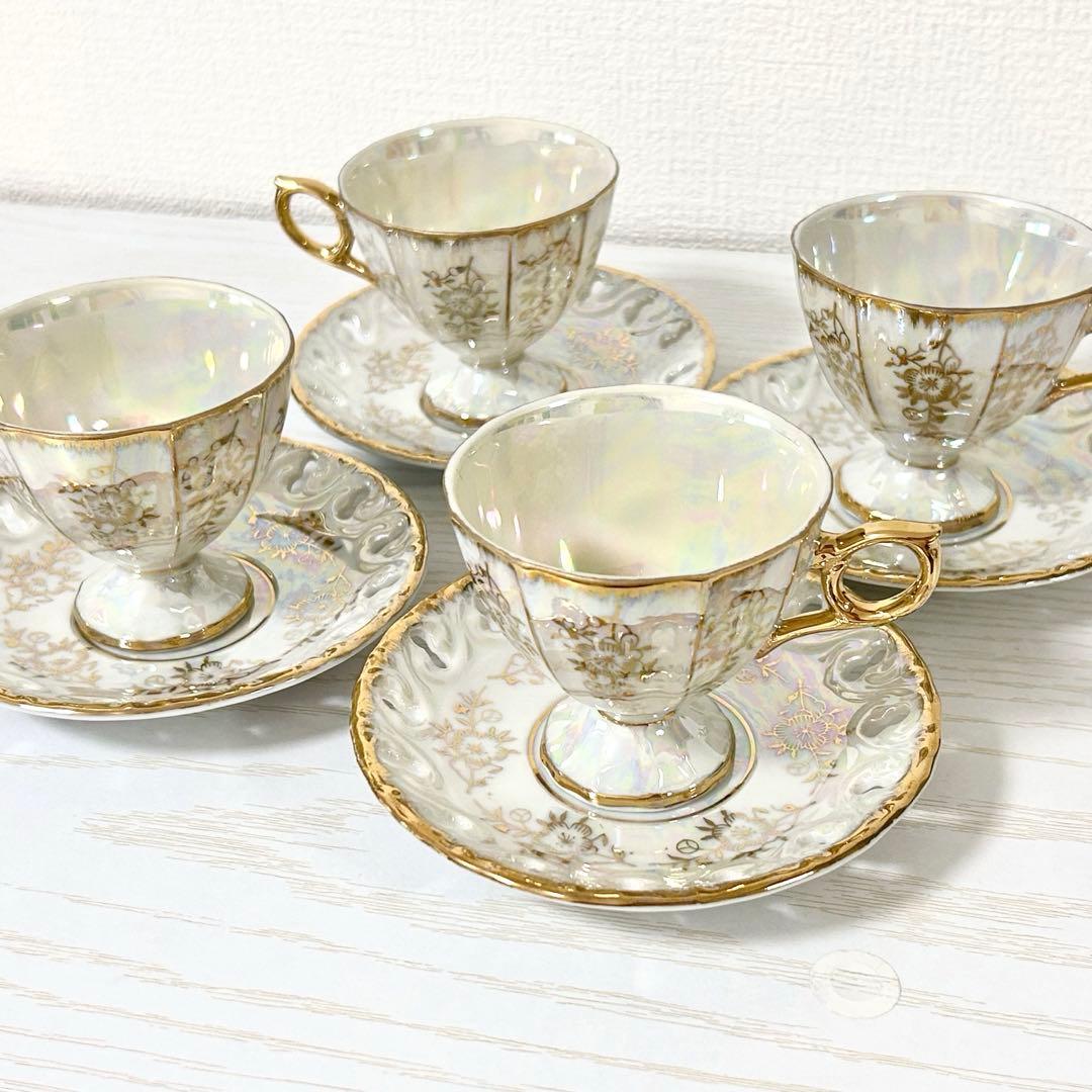 4客セット】 セーエー陶器 ティーカップ&ソーサー 昭和レトロ オーロラ