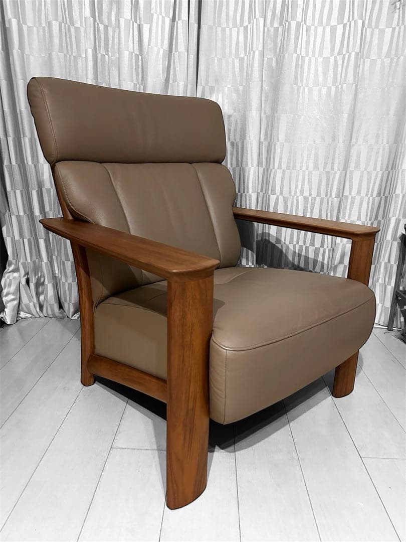 karimoku カリモク WW4103 1Pソファ 本革張レザー　グレージュ