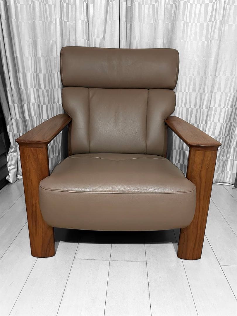 karimoku カリモク WW4103 1Pソファ 本革張レザー　グレージュ