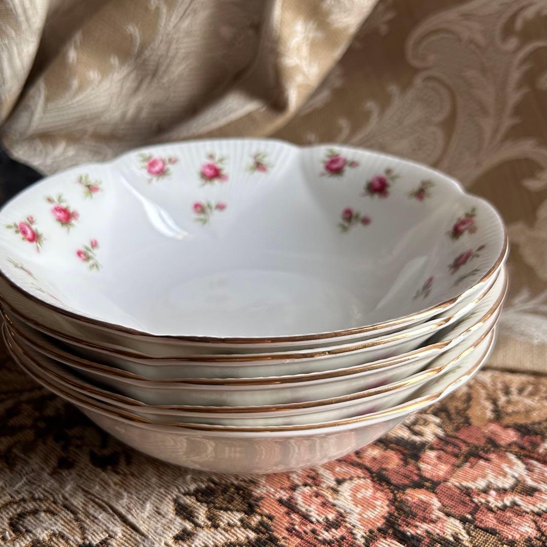 英国製 ...Rosalie 可憐な花びら金彩 ボウル5枚