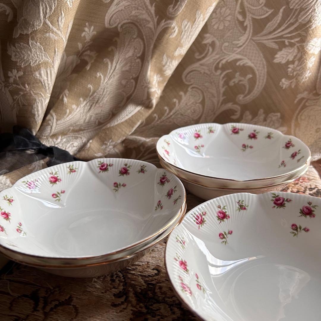 英国製 ...Rosalie 可憐な花びら金彩 ボウル5枚