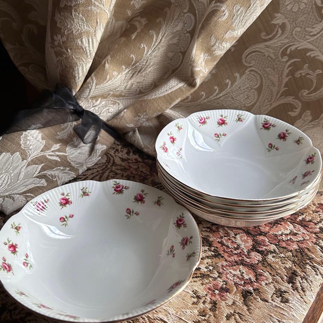 英国製 ...Rosalie 可憐な花びら金彩 ボウル5枚