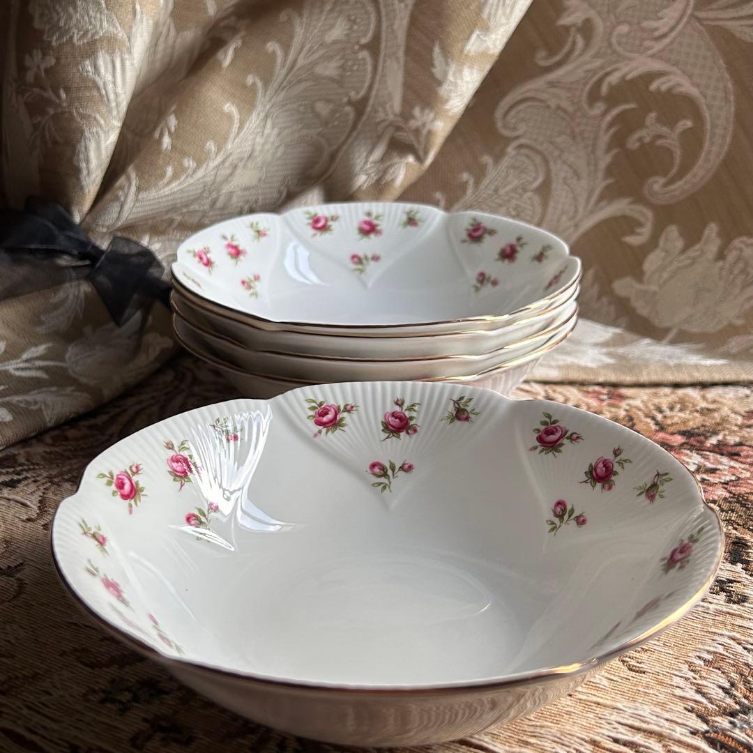 英国製 ...Rosalie 可憐な花びら金彩 ボウル5枚
