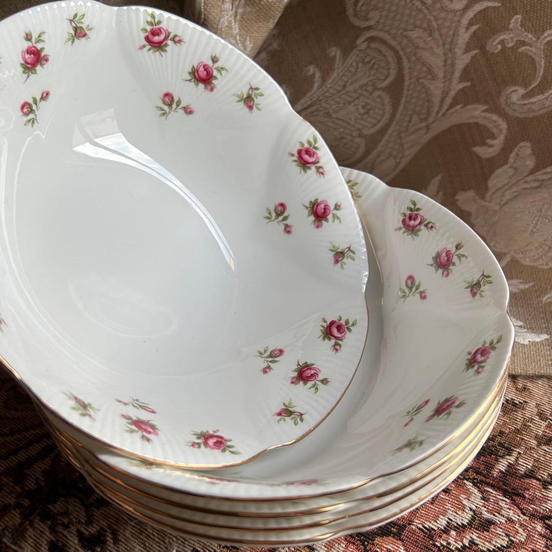 英国製 ...Rosalie 可憐な花びら金彩 ボウル5枚