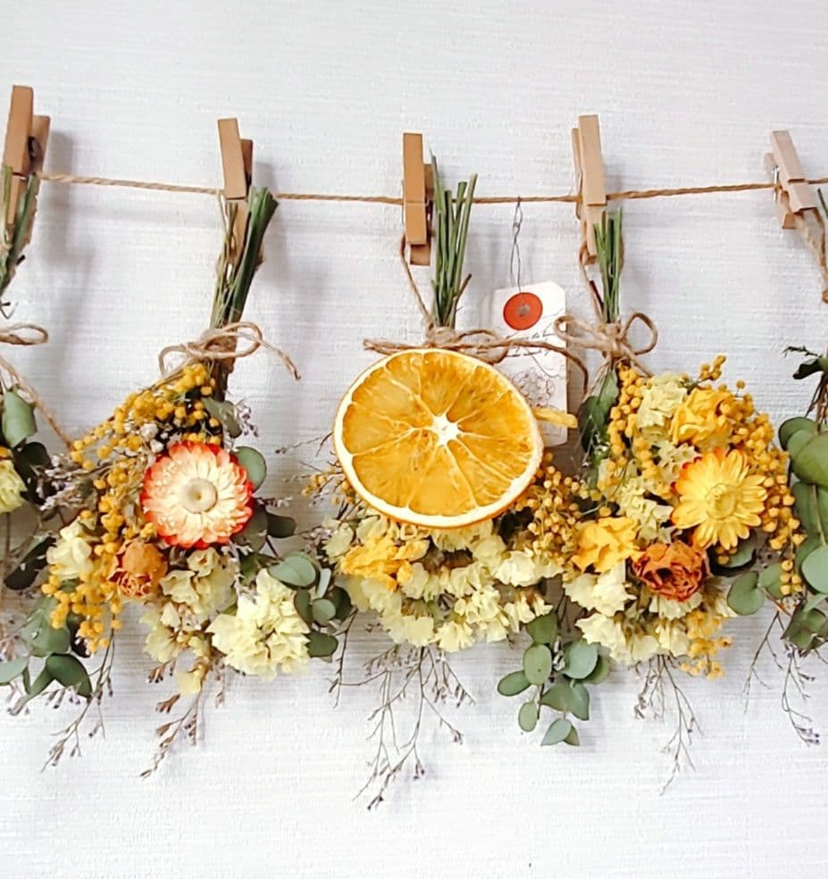 大 ミモザとオレンジのドライフラワースワッグガーランド 花束