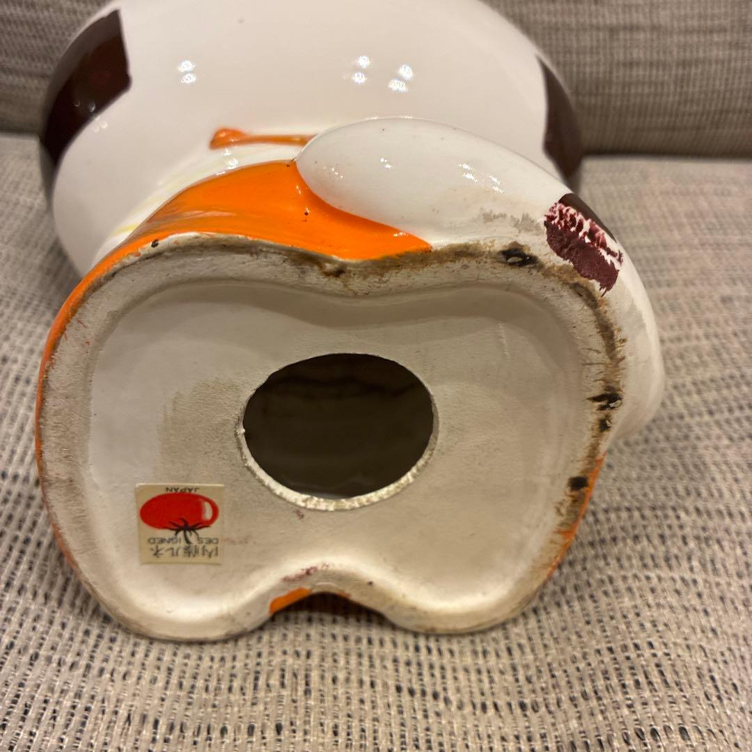 1970年代制作 内藤ルネDesign　オーバーオールを着た猫の陶器貯金箱